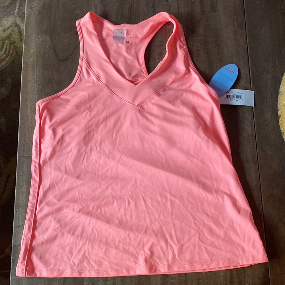 NWT Lucky in Love Peach Tennis Pickleball Tank Top, Size XL